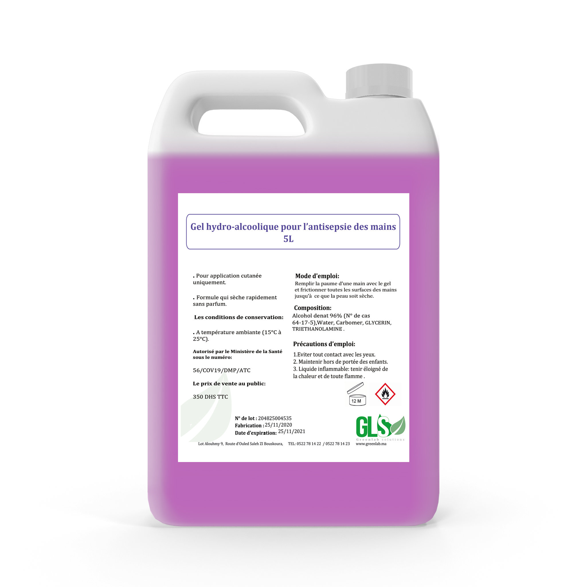 GEL HYDROALCOOLIQUE MAINS 5L