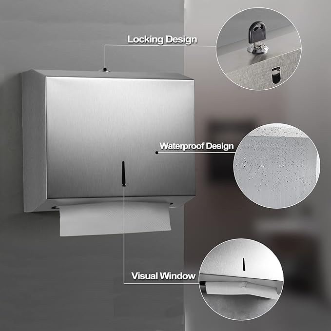 DISTRIBUTEUR DE PAPIERS D’ESSUIE MAINS EN INOX