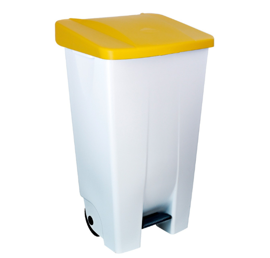 POUBELLE À PÉDALE AVEC ROUES 120L BLANCHE