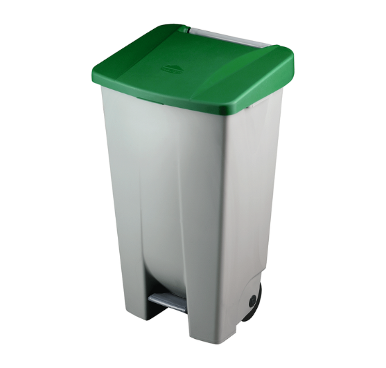 POUBELLE À PÉDALE AVEC ROUES 120L GRISE