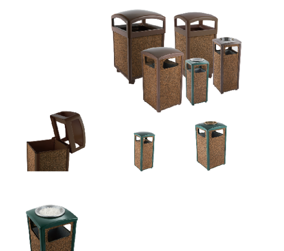 POUBELLE D’EXTÉRIEUR A CENDRIER ROCKFACE – 8L, 12L, 45L, 109L, 180L.