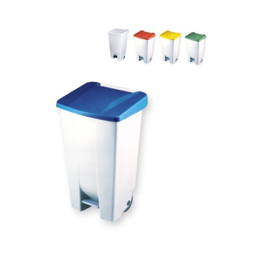 POUBELLE À PÉDALE AVEC ROUES 120L BLANCHE