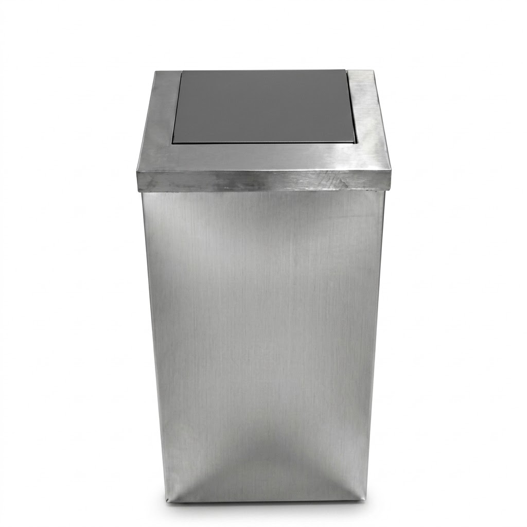 POUBELLE À COUVERCLE BASCULANT EN INOX 54 L