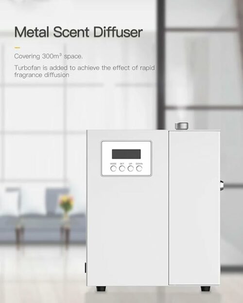 Diffuseur de parfum électrique d'huile en métal jusqu'à 100m², d’une technologie d’atomisation micronique avancée, écran LCD programmable et commande intelligente via application mobile